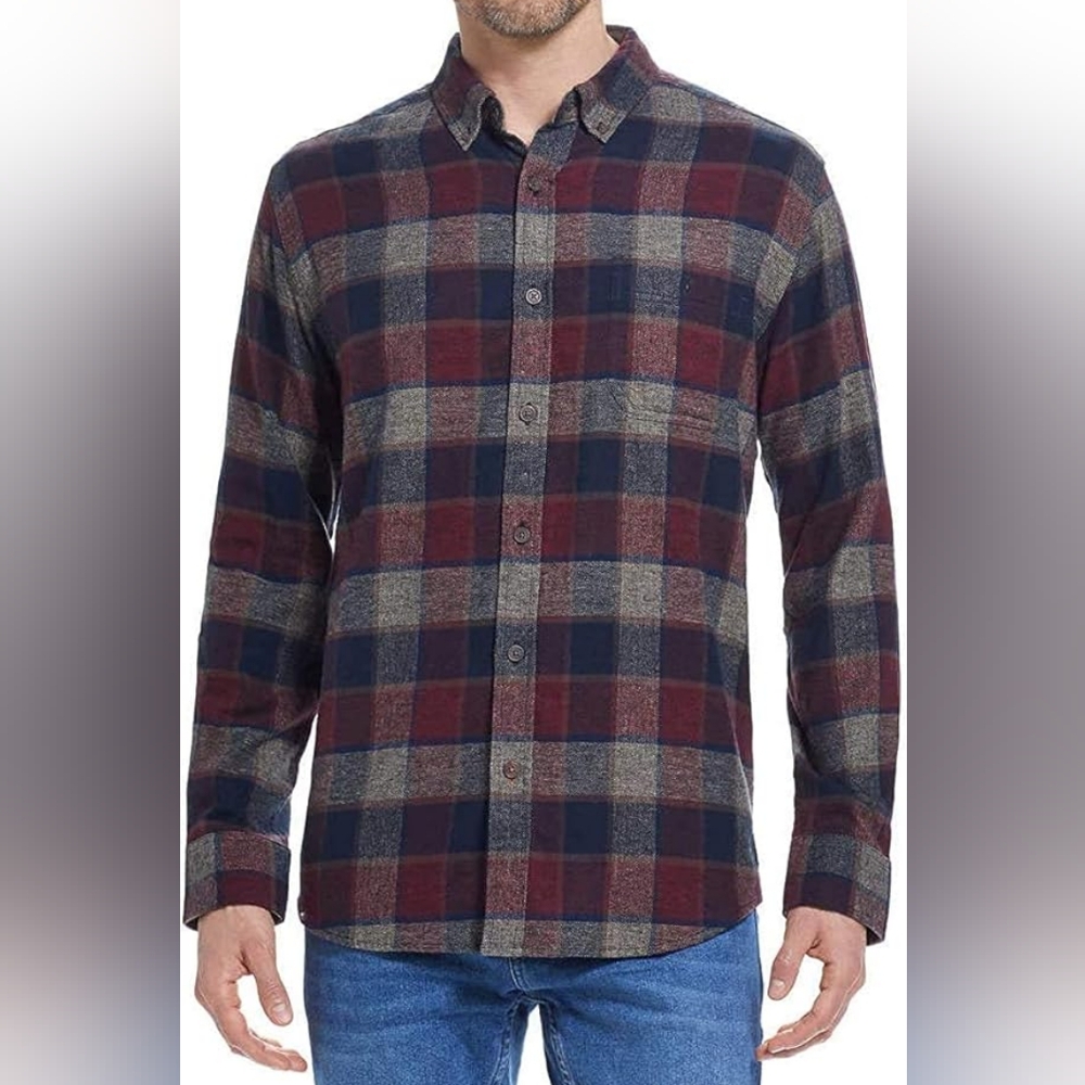 Weatherproof Vintage Men's 100% cotton Plaid Button up Size Large